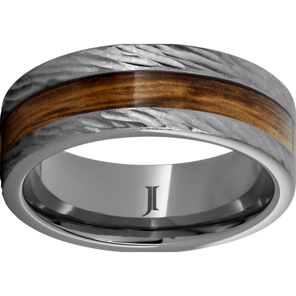 BARREL AGED™ RUGGED TUNGSTEN™ RING WITH BOURBON WOOD INLAY AND BARK FINISH Mitchell's Jewelry Norman, OK