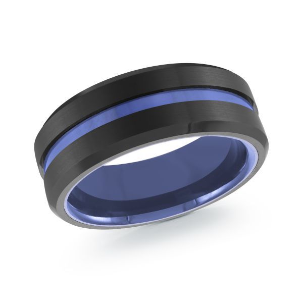 Black And Blue Tungsten Wedding Band Mitchell's Jewelry Norman, OK
