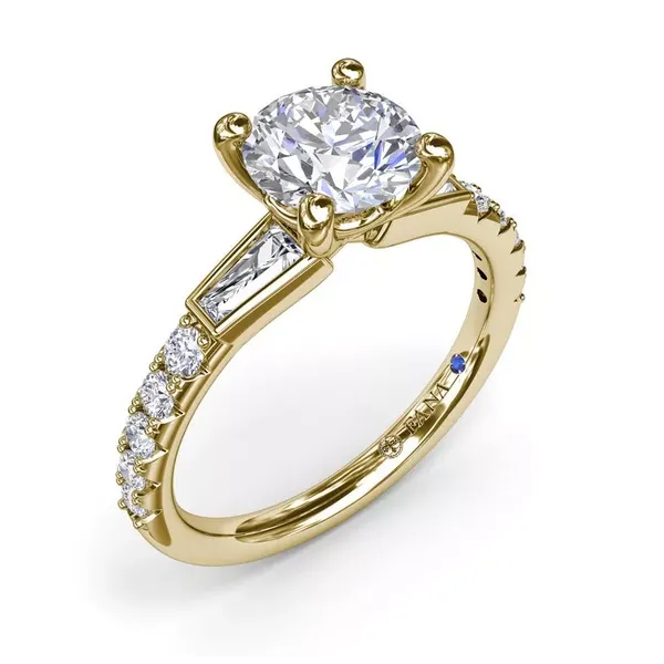 Fana 14k Yellow Gold Semi-mount Baguette Engagement ring Molinelli's Jewelers Pocatello, ID