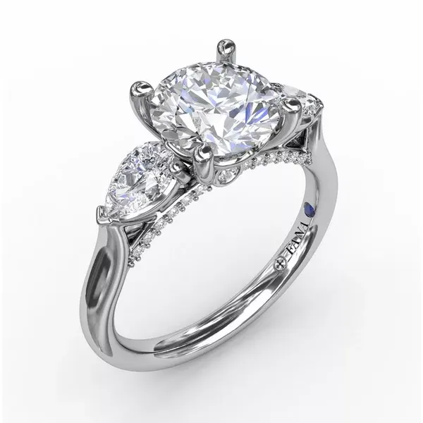 Fana 14k White Gold Semi-mount Three-Stone Engagement Ring Molinelli's Jewelers Pocatello, ID