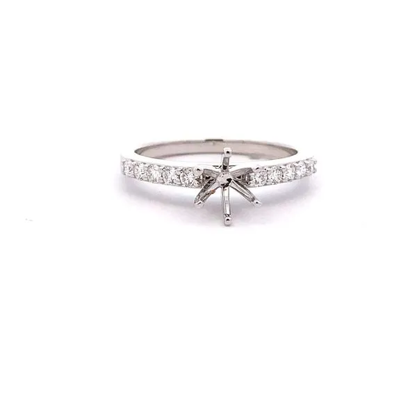 Elegant Lady's White 14 Karat Engagement Ring CZ Size 6.5 With 10=0.25TW Round Diamonds and 5.00mm Round Cubic Zirconium Molinelli's Jewelers Pocatello, ID