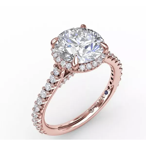 Fana 14k Rose Gold Semi-mount Contemporary Round Diamond Halo Engagement Ring Molinelli's Jewelers Pocatello, ID