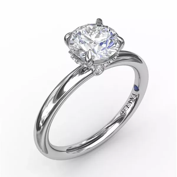 Fana 14k White Gold Semi-mount Solitaire Engagement Ring With Hidden Pavé Halo Molinelli's Jewelers Pocatello, ID