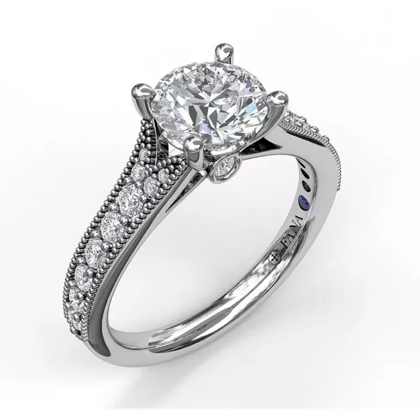 Fana 14k White Gold Classic Diamond Milgrain Semi-mount Engagement Ring Molinelli's Jewelers Pocatello, ID