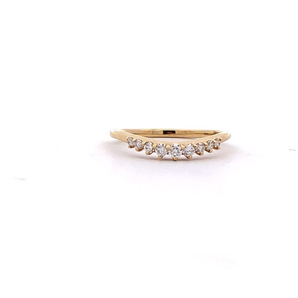 14K Yellow Gold Wedding Band Round Diamond Band Size