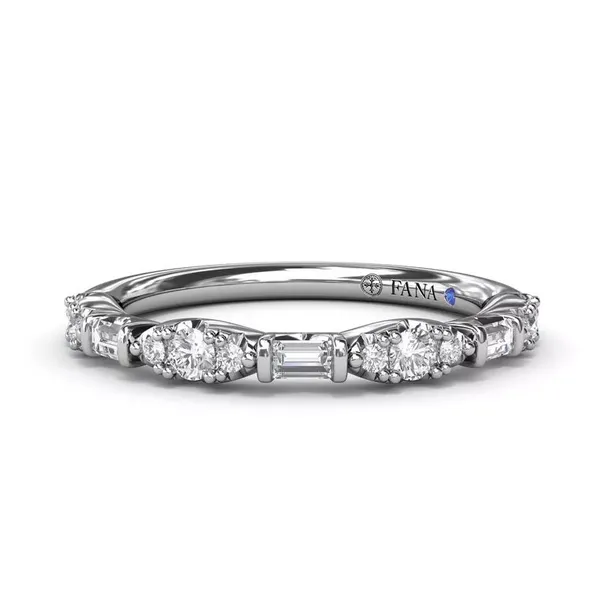Fana 14k White Gold Round Clusters and Emerald Cut Diamond Wedding Ring Molinelli's Jewelers Pocatello, ID