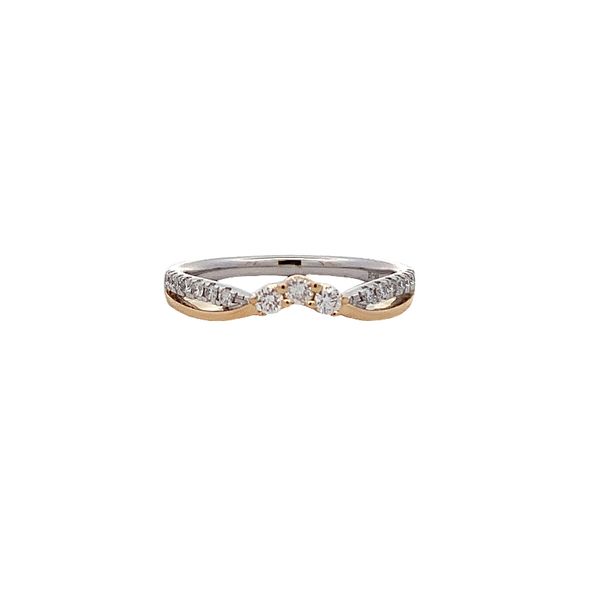 Elegant Lady's Two Tone 14 Karat Curved Wedding Band - Size 6.75 - with 17=0.26TW Round Diamonds Molinelli's Jewelers Pocatello, ID