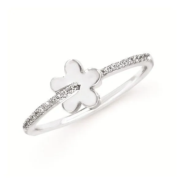 Lady's White Sterling Silver Flower Diamond Fashion Ring Molinelli's Jewelers Pocatello, ID