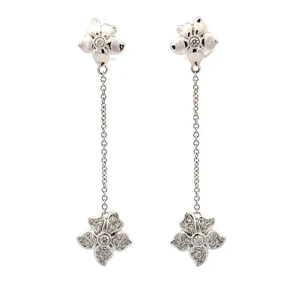 Elegant Lady's White 10 Karat Drop Floral Earrings - 60=0.25TW Round Diamonds Molinelli's Jewelers Pocatello, ID