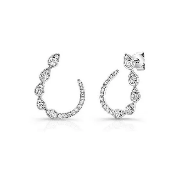 Lady's 14 Karat White Gold Diamonds Curved Stud Earrings Molinelli's Jewelers Pocatello, ID