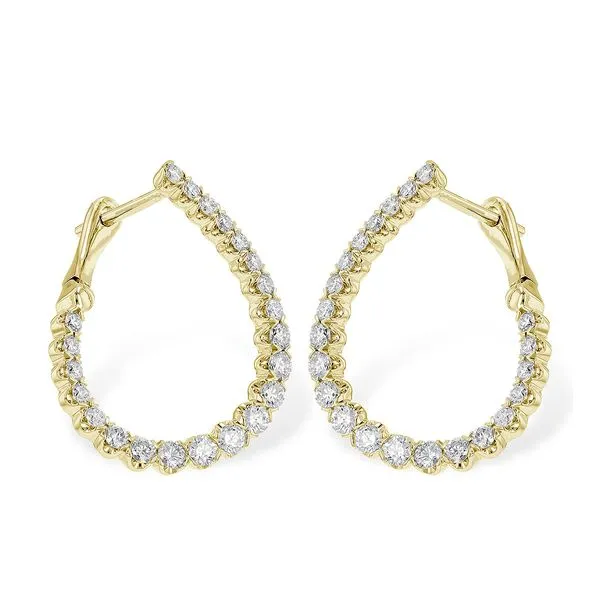 Elegant Lady's  Yellow Gold 14 Karat Hoop Earrings With 1.00TW Round Diamonds Molinelli's Jewelers Pocatello, ID