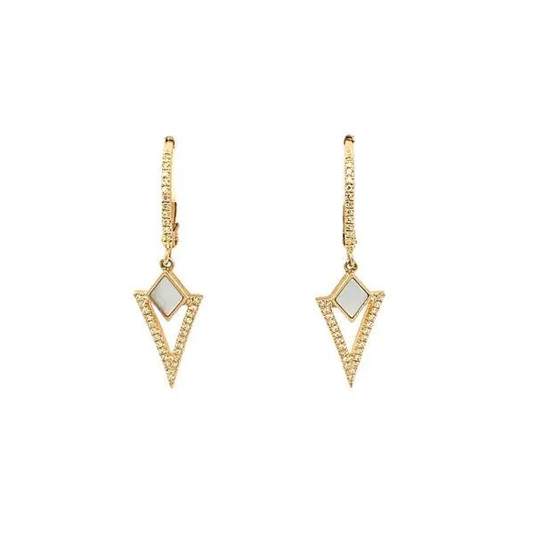 14K Yellow Gold Mother Of Pearl and Diamond Drop Earrings Molinelli's Jewelers Pocatello, ID