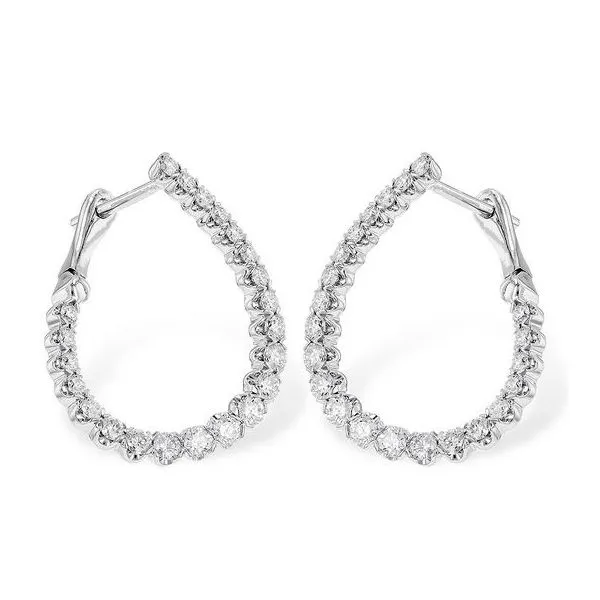 Elegant Lady's  Yellow Gold 14 Karat Hoop Earrings With 1.00TW Round Diamonds Molinelli's Jewelers Pocatello, ID