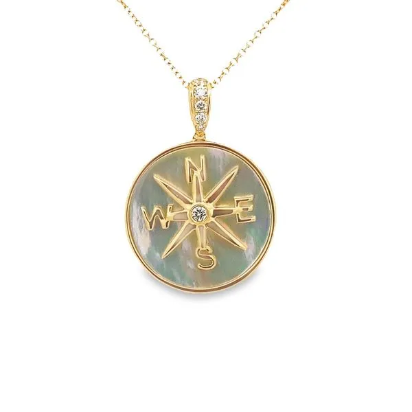 18 Karat Yellow Gold Diamond Mother of Pearl Pendant Molinelli's Jewelers Pocatello, ID