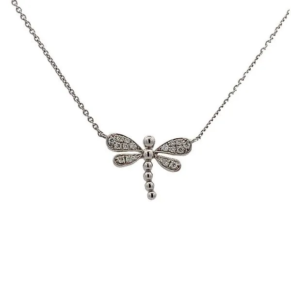 Elegant 14 Karat White Gold Dragonfly Diamond Necklace Molinelli's Jewelers Pocatello, ID