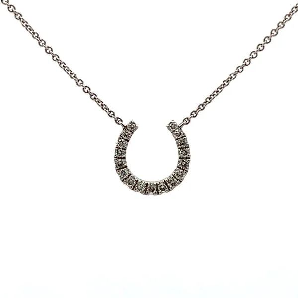 Elegant Lady's White 14 Karat Horseshoe Necklace - 16 Inches - 17=0.12TW Round Diamonds Molinelli's Jewelers Pocatello, ID