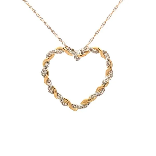 Elegant Lady's Two Tone 10 Karat Heart Necklace - 18 Inches - 53=0.14TW Round Diamonds Molinelli's Jewelers Pocatello, ID