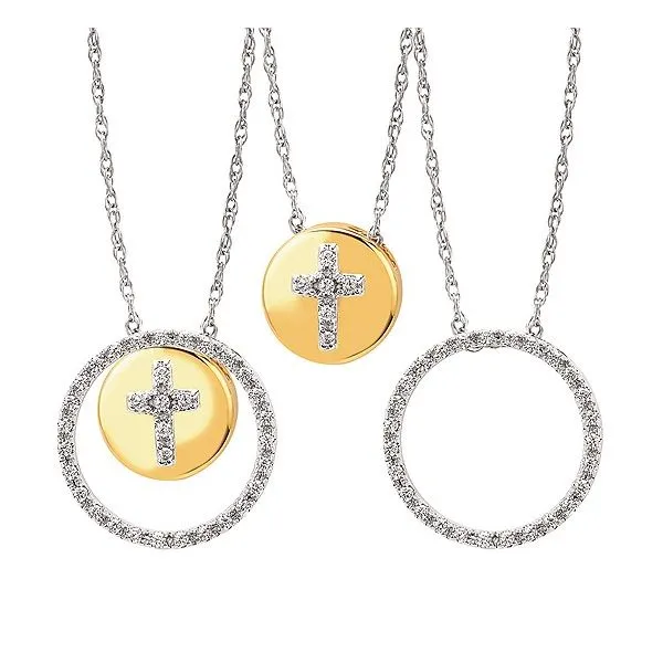 Lady's Two Tone 10 Karat Diamond Necklace With Cross Molinelli's Jewelers Pocatello, ID