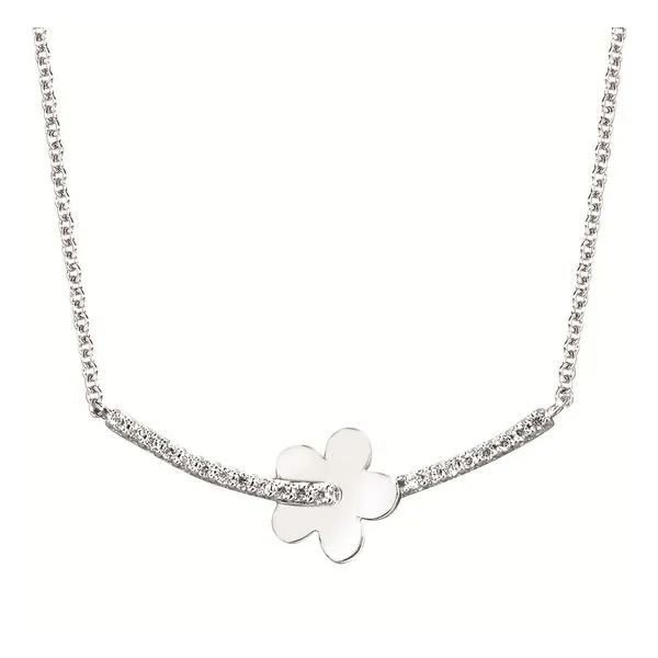 Lady's White Sterling Silver Flower Diamond Necklace Molinelli's Jewelers Pocatello, ID
