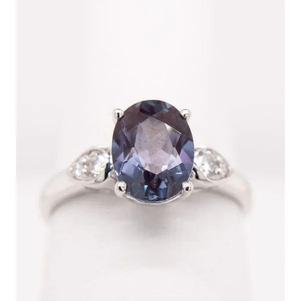 14K White Gold Diamond Lab Grown Alexandrite Ring Image 3 Molinelli's Jewelers Pocatello, ID
