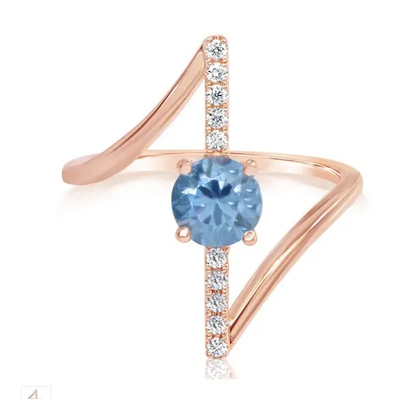 14K ROSE GOLD AQUAMARINE AND DIAMOND RING Molinelli's Jewelers Pocatello, ID