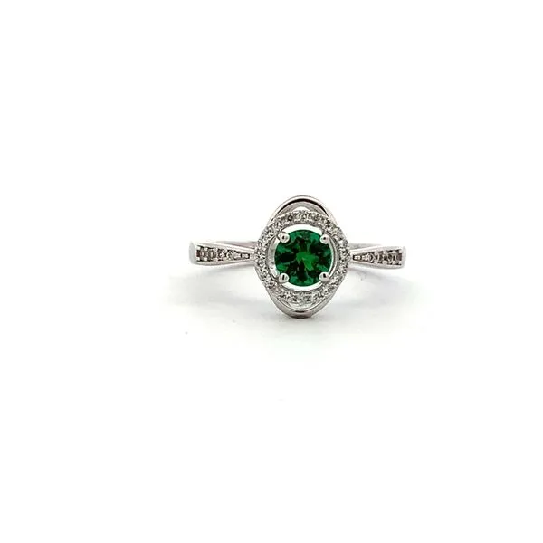 Imitation Emerald Fashion Ring with  Cubic Zirconia Accents in Sterling Silver Molinelli's Jewelers Pocatello, ID