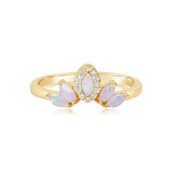 14K Yellow Gold Diamond Marquise Opals Ring Molinelli's Jewelers Pocatello, ID