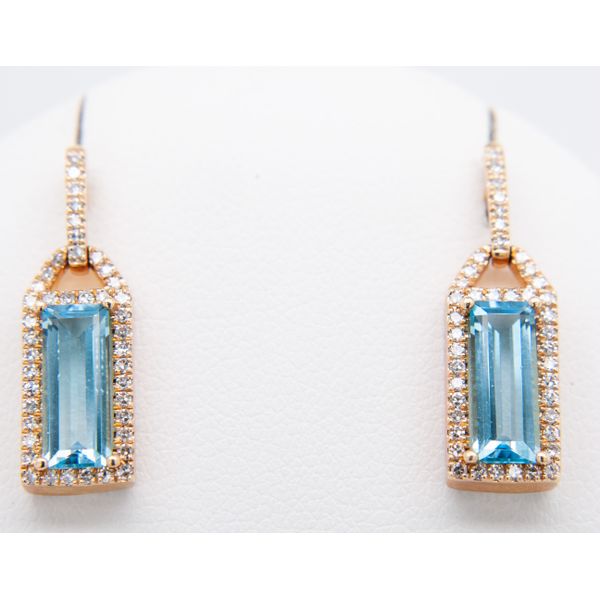 14K Yellow Gold Diamond Swiss Blue Topaz Earrings Molinelli's Jewelers Pocatello, ID