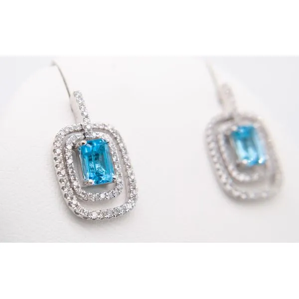 14K White Gold Blue Topaz Diamond Earrings Image 2 Molinelli's Jewelers Pocatello, ID