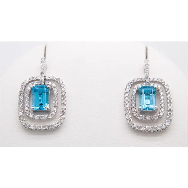 14K White Gold Blue Topaz Diamond Earrings Molinelli's Jewelers Pocatello, ID