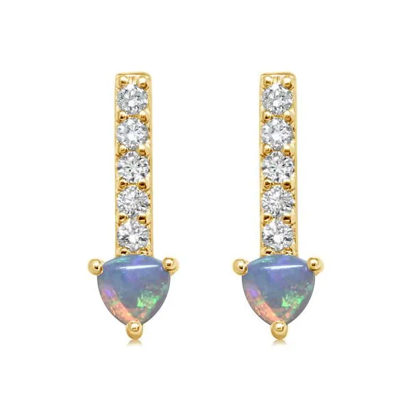 14K Yellow Gold Opal Diamond Drop Earrings Molinelli's Jewelers Pocatello, ID