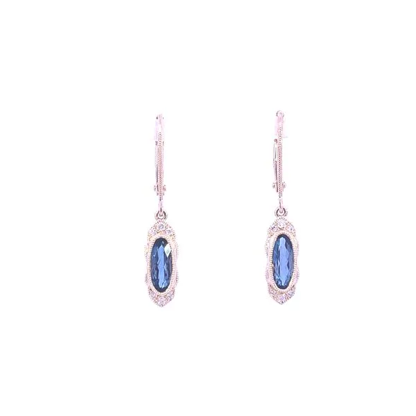 Radiant Lady's Yellow 14 Karat Earrings with Diamonds and Blue Topazs Molinelli's Jewelers Pocatello, ID