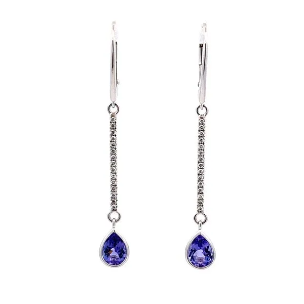 Elegant Lady's White 14 Karat  Pear Tanzanites Earrings Molinelli's Jewelers Pocatello, ID