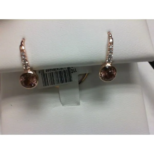 14K ROSE GOLD, LOTUS GARNET AND DIAMOND EARRINGS WITH LEVER BACKS Molinelli's Jewelers Pocatello, ID