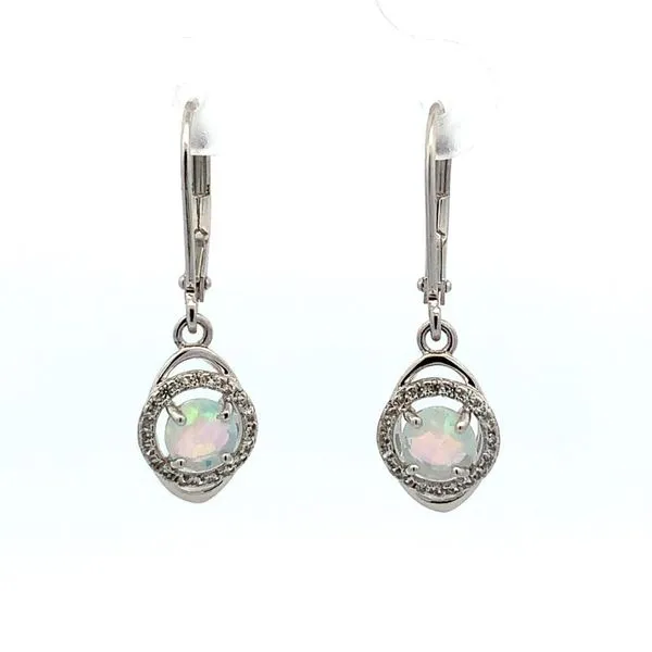 Sterling Silver Earrings with Created Opals and Zircon Accents Molinelli's Jewelers Pocatello, ID