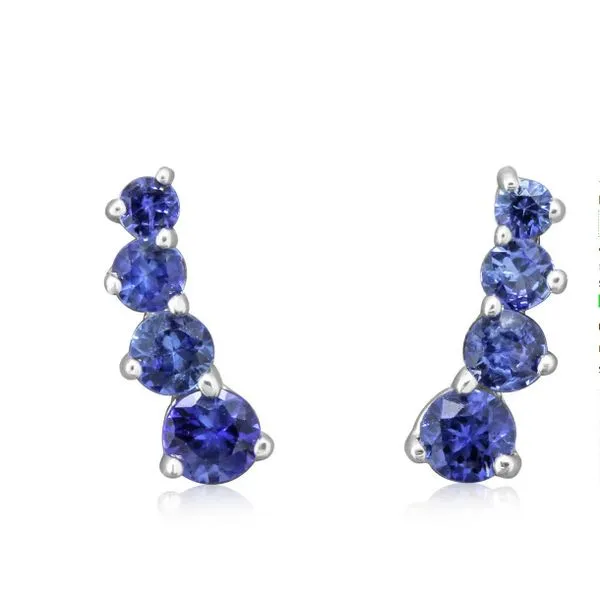14K WHITE GOLD DANTY SAPPHIRE EARRINGS WITH GRADUATED STONES Molinelli's Jewelers Pocatello, ID