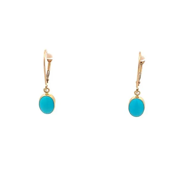 Lady's Yellow 14 Karat Drop Earrings With 2 Oval Turquoises Molinelli's Jewelers Pocatello, ID