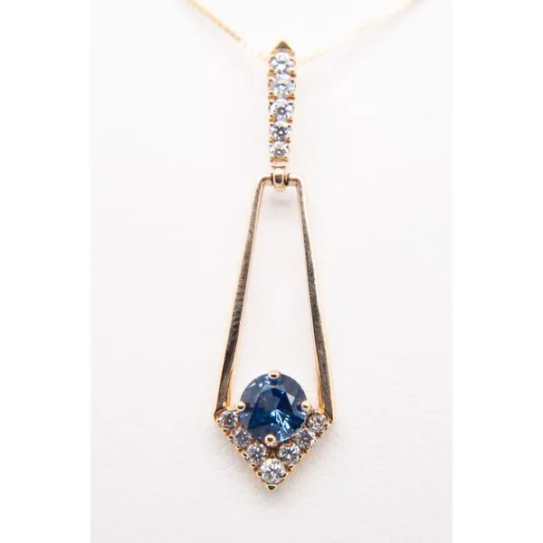 14K Yellow Gold Diamond and Sapphire Pendant Molinelli's Jewelers Pocatello, ID