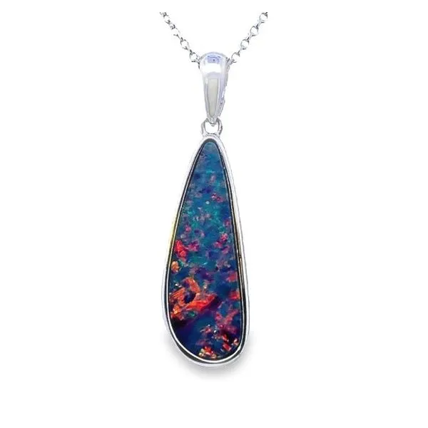 14K White Gold Australian Opal Doublet Pendant Molinelli's Jewelers Pocatello, ID