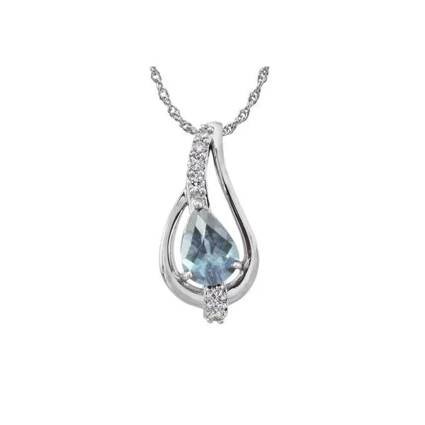 14K WHITE GOLD AQUAMARINE DIAMOND PENDANT Molinelli's Jewelers Pocatello, ID
