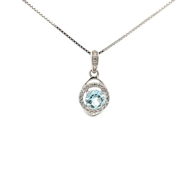 White Sterling Silver Pendant with Round BlueTopaz and Cubic Zirconiums Molinelli's Jewelers Pocatello, ID