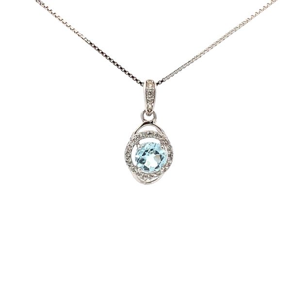 White Sterling Silver Pendant with Round BlueTopaz and Cubic Zirconiums Molinelli's Jewelers Pocatello, ID