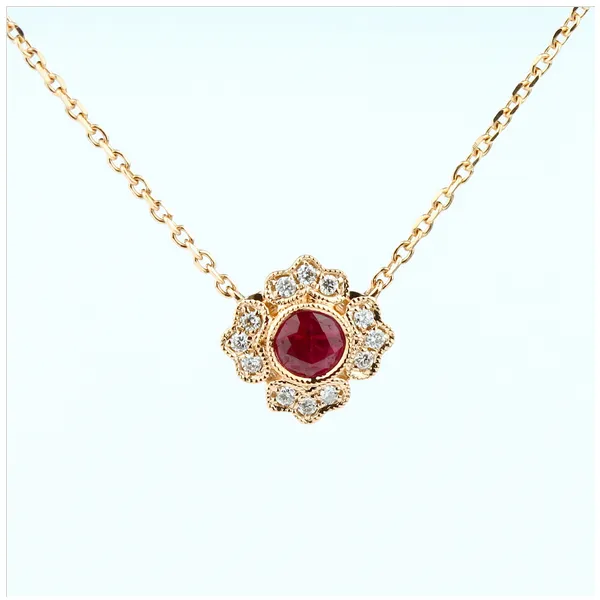 14K Rose Gold Diamond and Ruby Pendant Molinelli's Jewelers Pocatello, ID