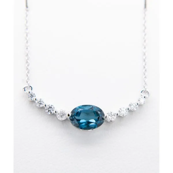 14K White Gold Blue Topaz Curved Necklace Molinelli's Jewelers Pocatello, ID