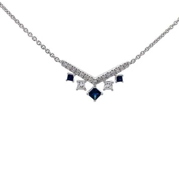 Elegant Lady's White 14 Karat Curved Sapphire Necklace Molinelli's Jewelers Pocatello, ID