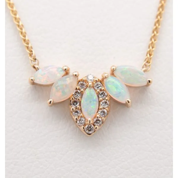 14K Yellow Gold Opal and Diamond Necklace Molinelli's Jewelers Pocatello, ID