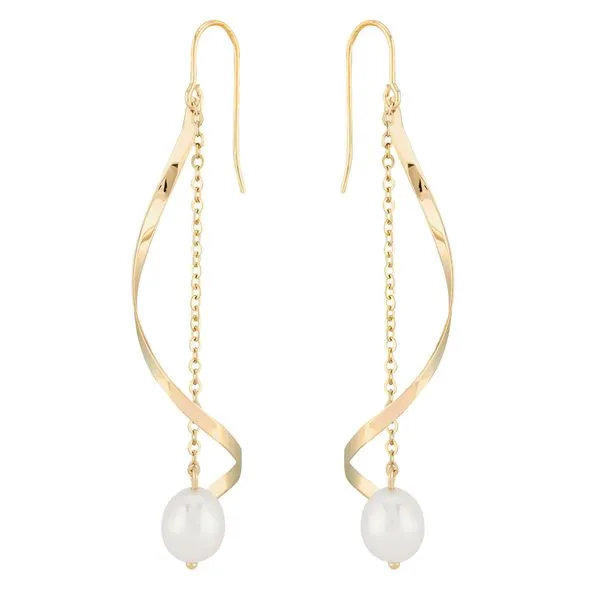Lady's Yellow 14 Karat Wrap Around Fresh Water Pearl  Drop Earrings Molinelli's Jewelers Pocatello, ID