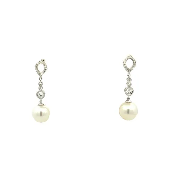 Lady's 14 Karat  White Gold  Pearl and Diamond Earrings Molinelli's Jewelers Pocatello, ID