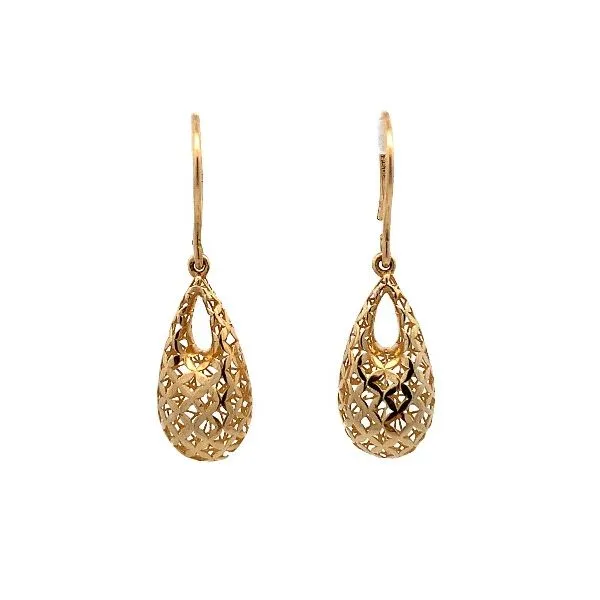 Elegant 14K Yellow Gold 3D Printed Drop Earrings Molinelli's Jewelers Pocatello, ID