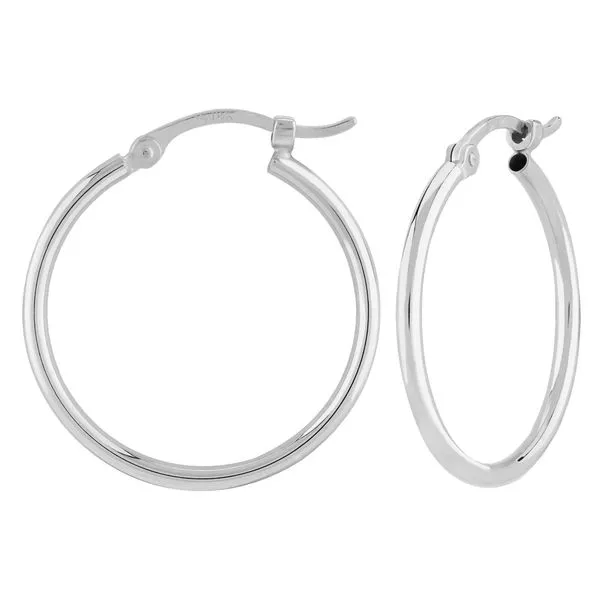 Lady's White 14 Karat Small Hoop Earrings 1.5 X 20mm S/D Hoop Molinelli's Jewelers Pocatello, ID